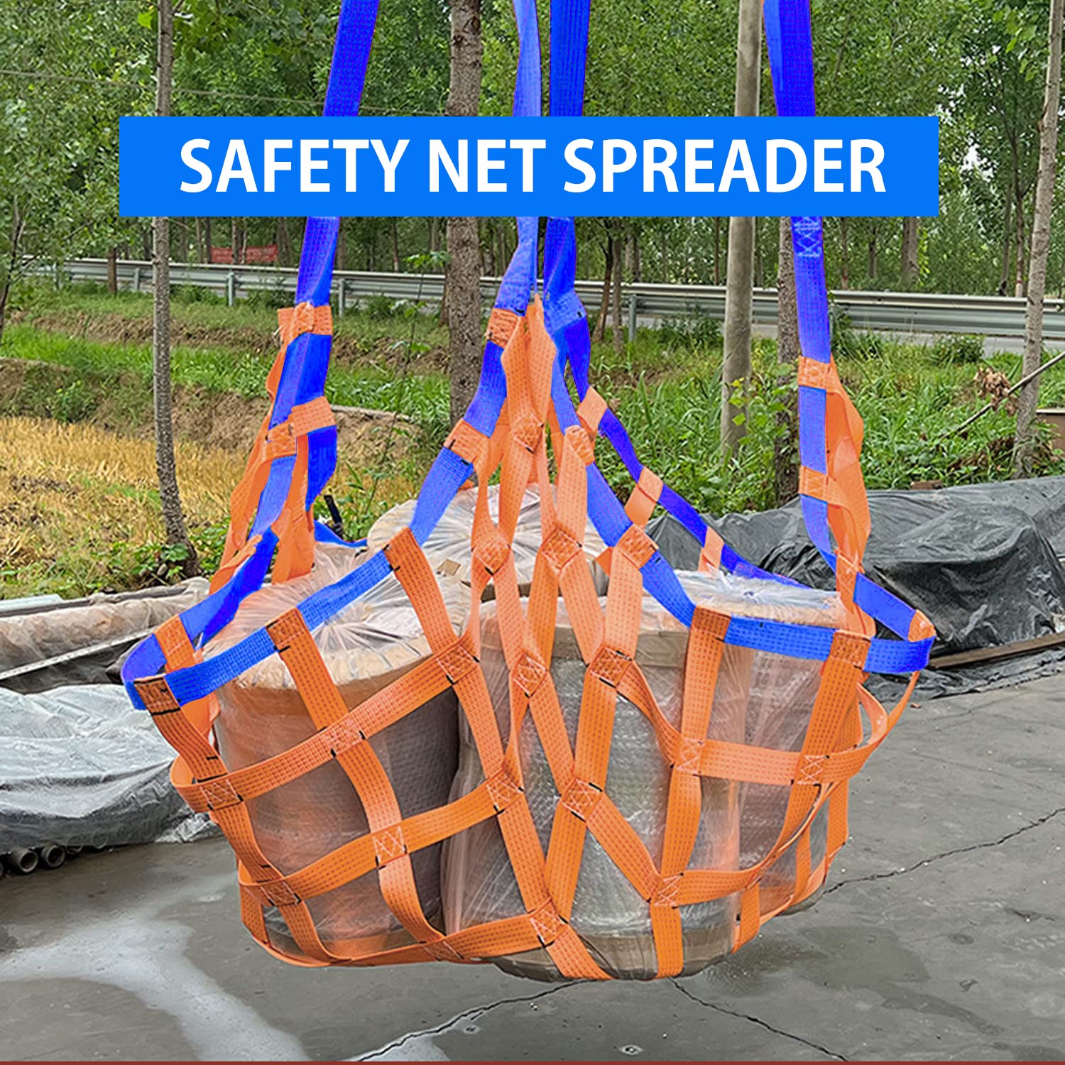 Safety Cargo Lifting Net Straps, Flat Nylon Sling Hoisting Net, Loading And Unloading Heavy Objects 10cm Square Mesh Tear Resistance For Construction Rigging Moving Towing Hoisting Work Gear (1 * 1m - View #5