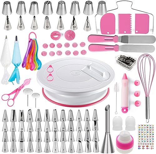 Miniatura 1 de Kit de decoración de pasteles, 137 piezas de suministros de decoración de pasteles con tocadiscos para decorar, bolsa de pastelería, puntas de
