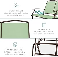 Vista 5 de Best Choice Products – Silla mecedora para 2 personas para patio al aire libre, banco para jardín, balancín de acero con tela Textilene, marco