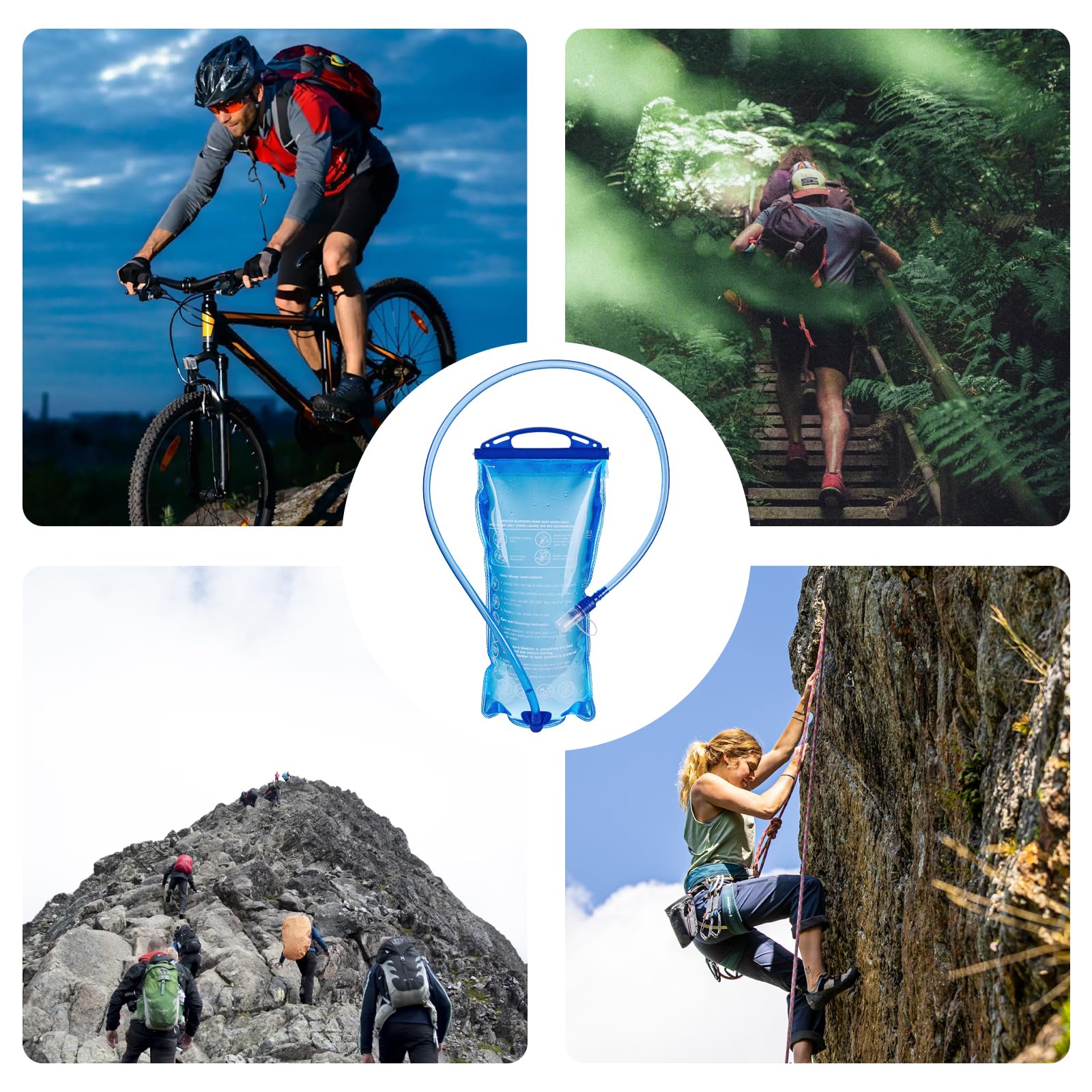 2L Bolsa de Agua Portátil,Bolsa de Hidratación,Vejiga de Hidratación,Bolsa de Agua a Prueba de Fugas,Con Tubo Aislante,Fácil de limpiar,Adecuado para Camping, Montañismo, Senderismo, Ciclismo