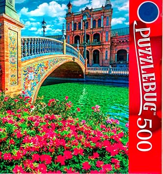 Plaza Espana in Sevilla, Spain - 500 Pieces Deluxe Jigsaw Puzzle for Adults 16 +