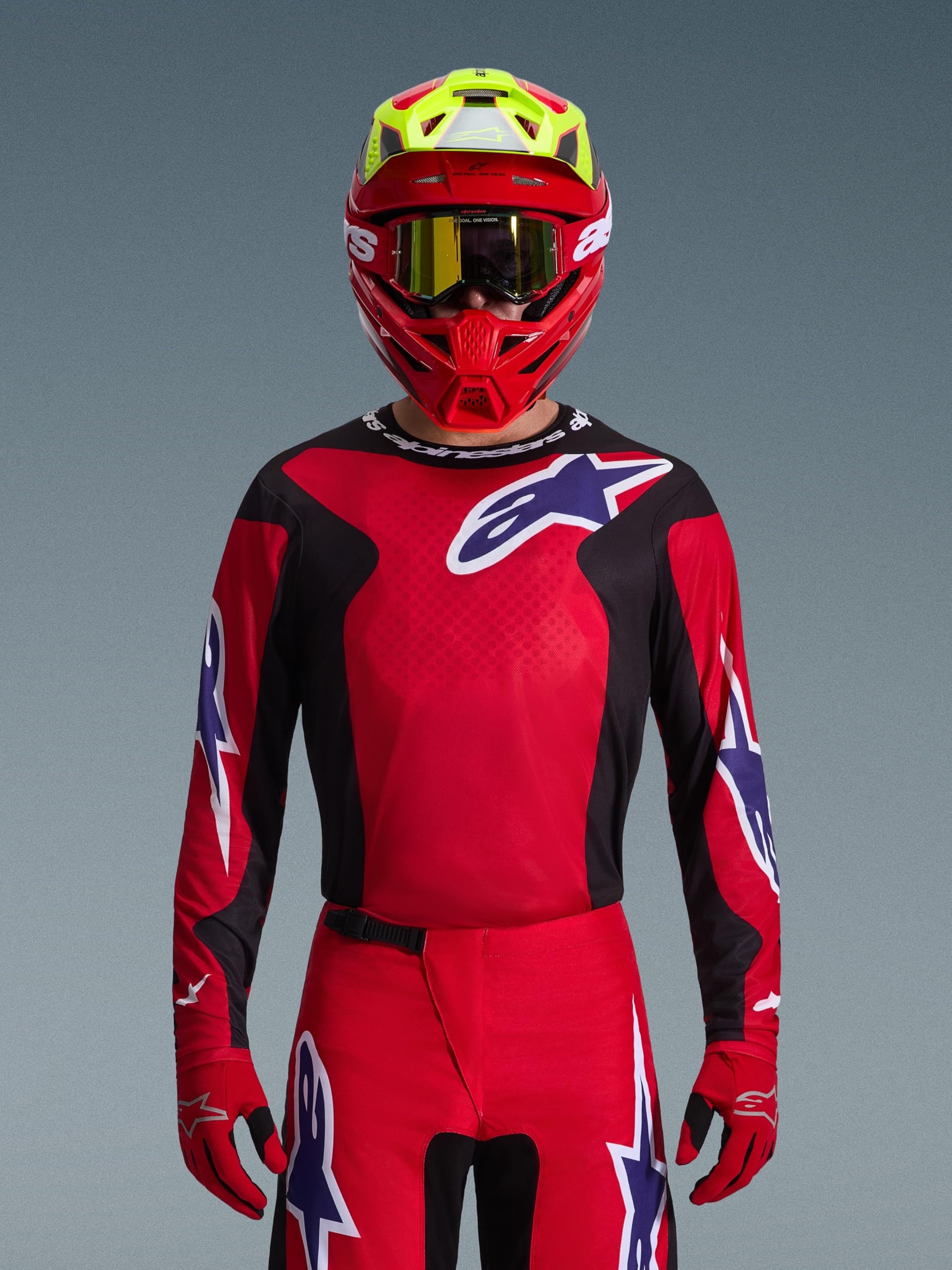 Alpinestars Fluid Grid Maglia da motocross, nero/rosso, M
