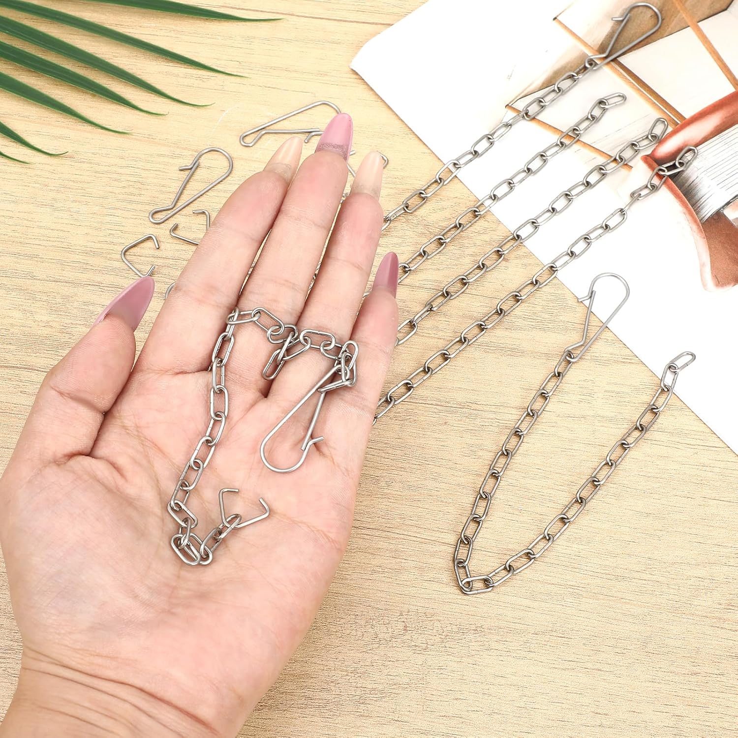 6 Pcs Toilet Flapper Chain, Toilet Bowl Chain Replacement Stainless Steel Toilets Handle Chains, Toilets Hook Adjustable Length 9.45'' Adjustable Length Fits Most Flappers