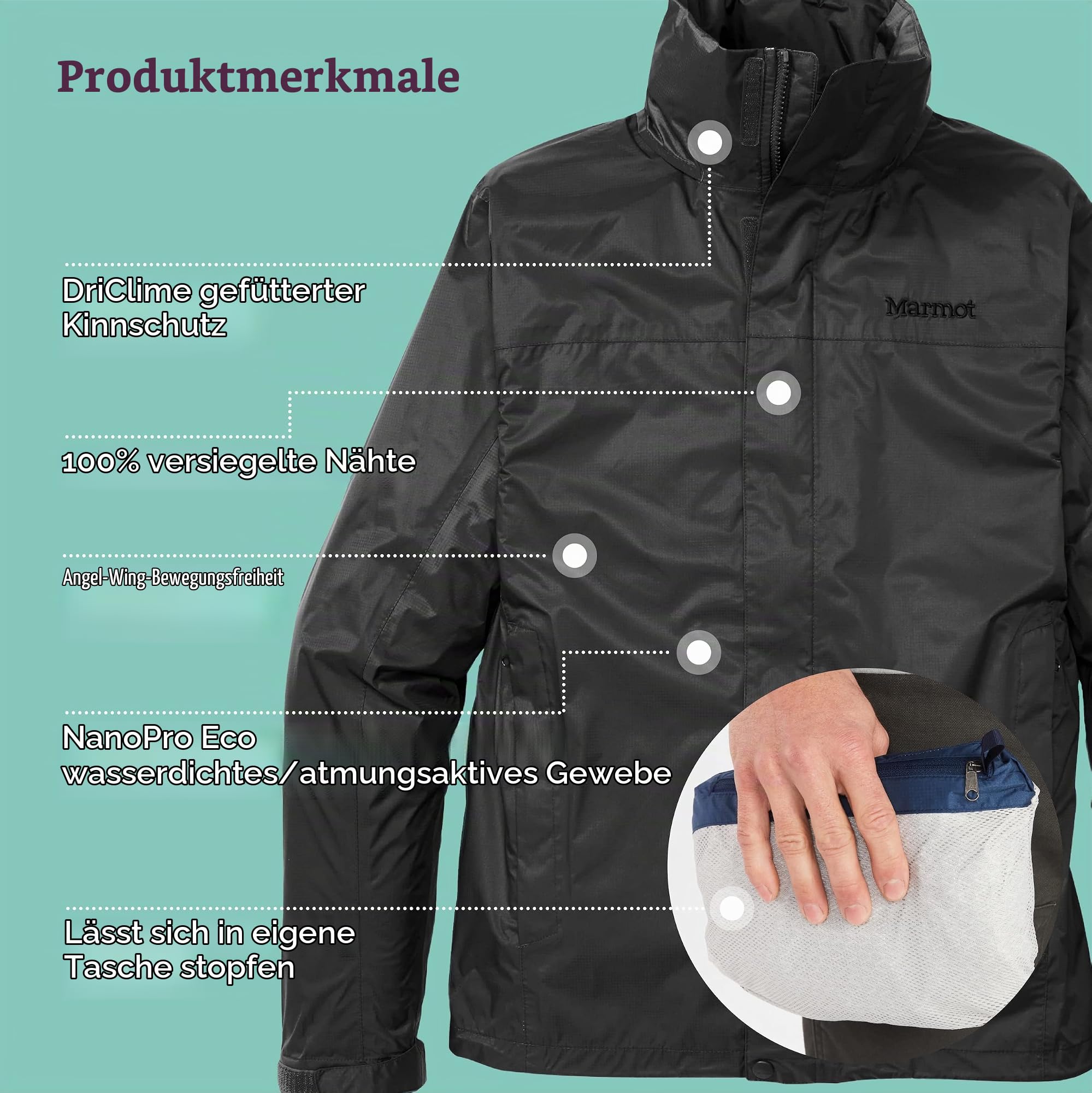 Marmot Herren Precip Eco Jacke Regenjacke Hardshelljacke