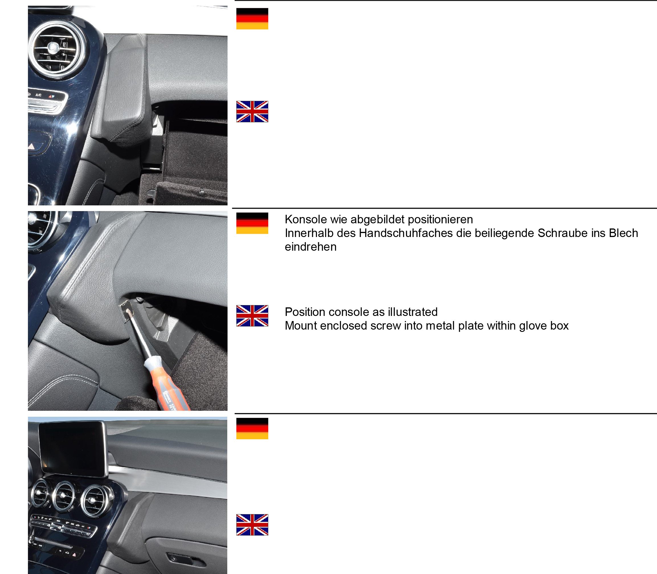 KUDA 2260 - Supporto in vera pelle nera per Mercedes GLC dal 2016 (X253)