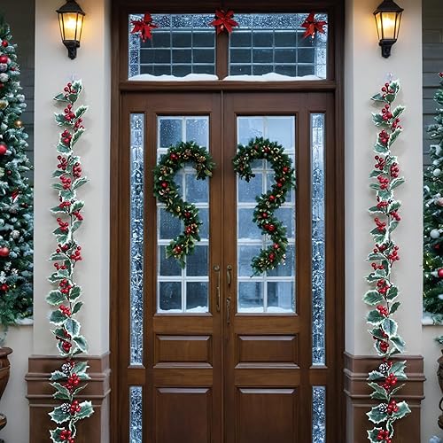 Miniatura 3 de Vid de bayas de acebo de invierno para decoración de invierno, guirnalda de bayas flexible de invierno para manto, árbol de Navidad, ventana,
