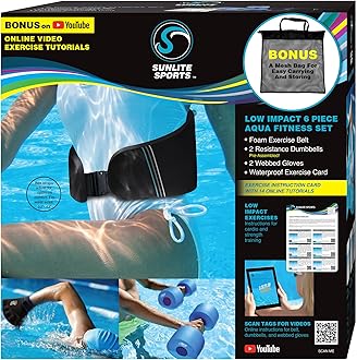 Sunlite Sports Water Workout Combo Set, High Density Water Weight, Swim Belt, Soft Padded, Water Aerobics, Aqua Therapy, Pool Fitness, Water Exercise