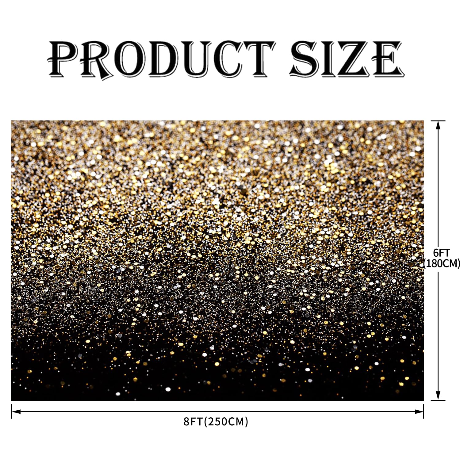 Gold Hintergrund 2.5x1.8m, Glitter Goldenen Partikel Schwarz Traum Foto Hintergrund, Vinyl Fotobox Hintergrund für Geburtstag Hochzeit Abschluss Ball Party, Portrait Fotostudios Hintergründe