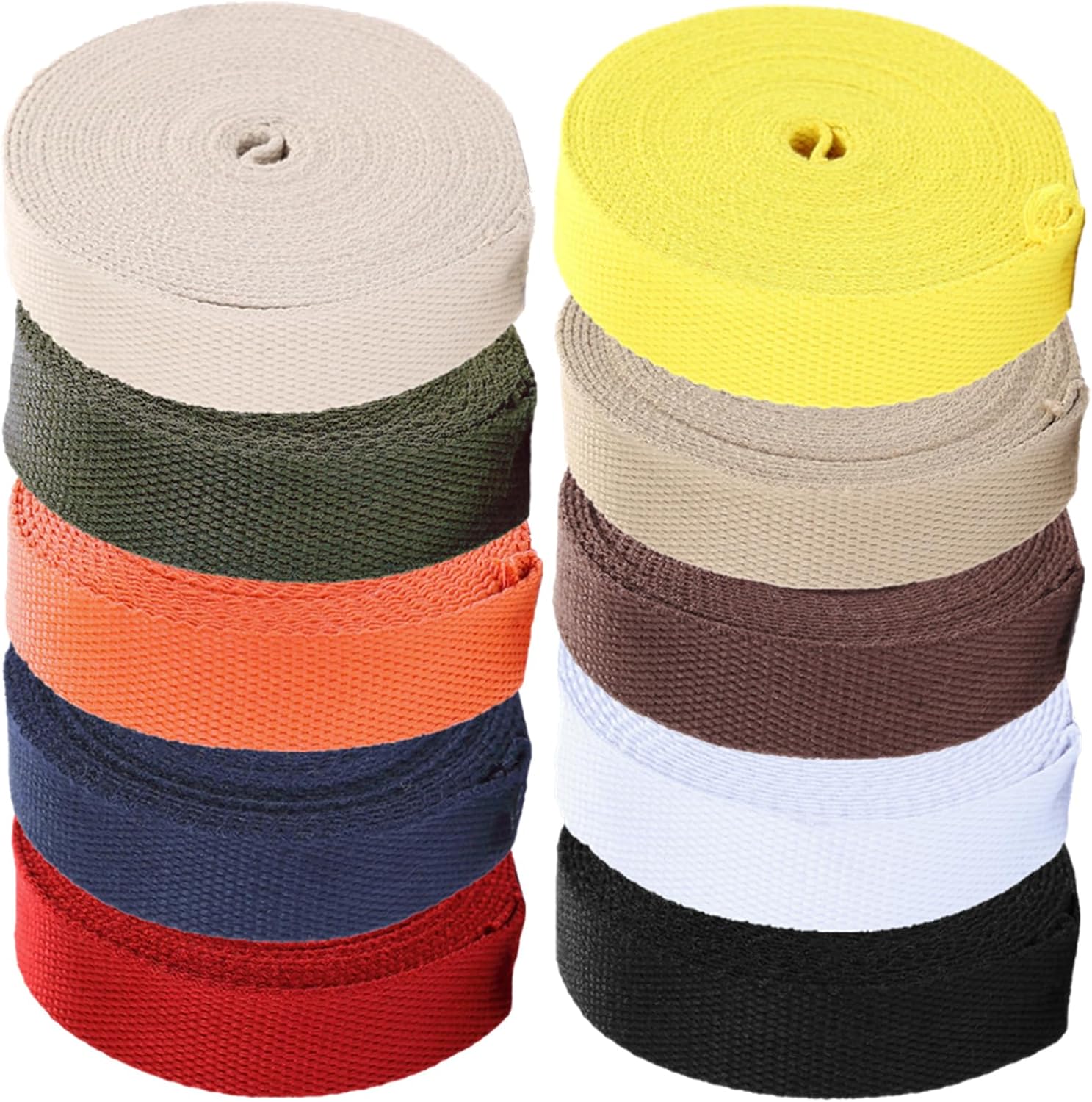 Cotton Webbing 20 Yard 10 Colors Polyester Cotton Strap for Tote Bags Leash Straps DIY Crafts Accessories
