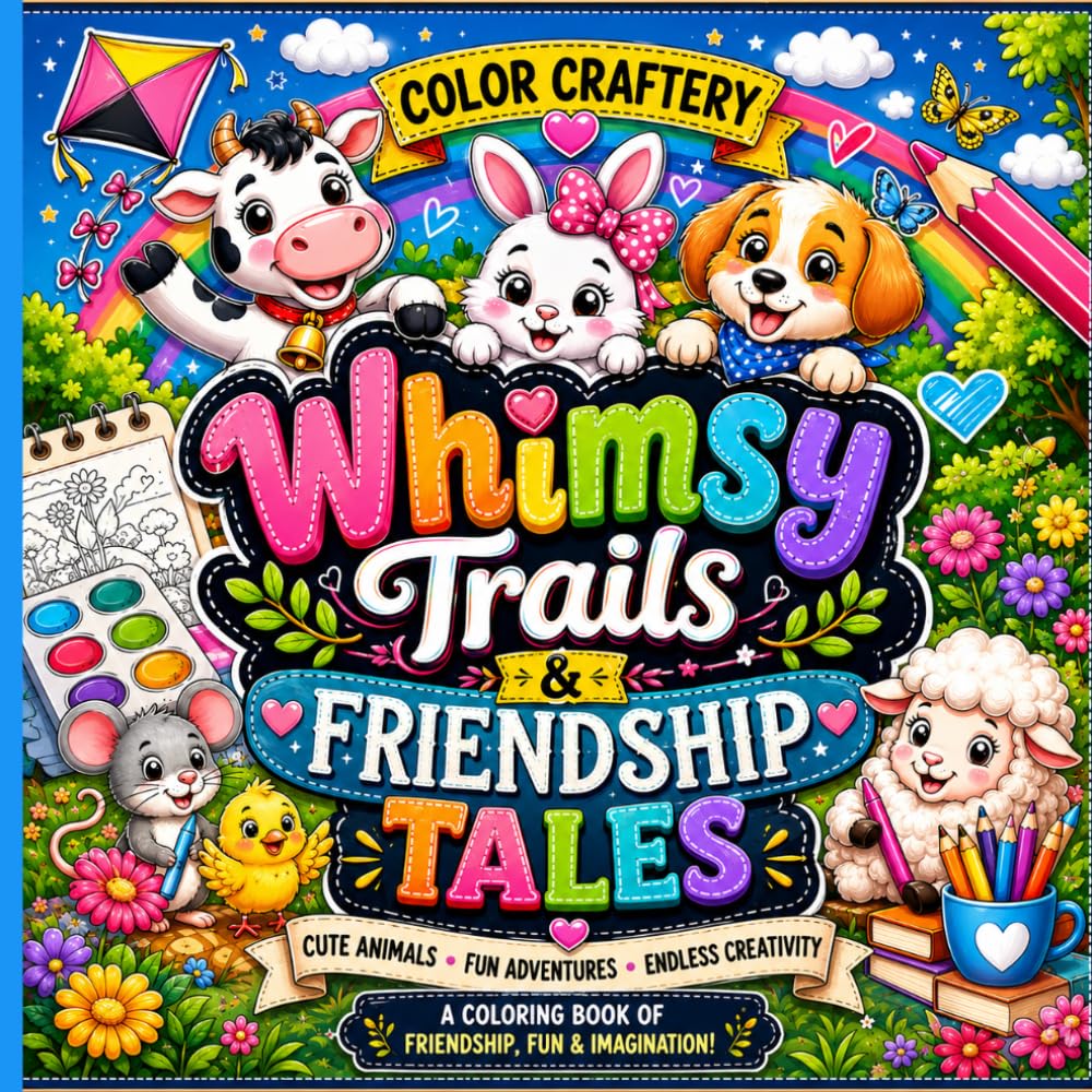 Whimsy Trails & Friendship Tales: A Cute Animal Coloring Adventure Filled with Fun, Friendship, Creativity, and Imagination