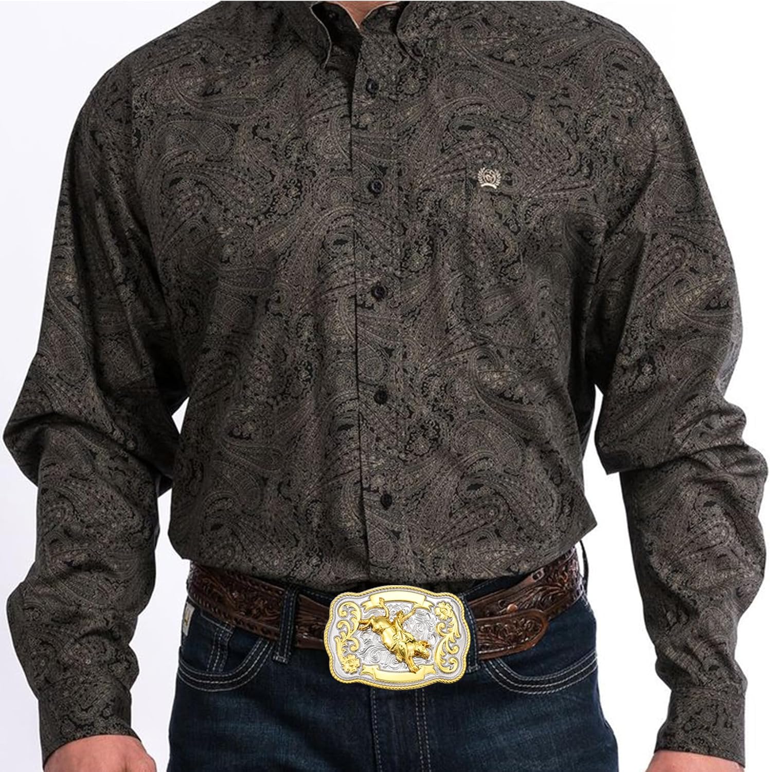 Western Cowboy Belt Buckles Men Women, Golden Western Belt Buckle American Antique Cowgirl Jeans Accessory - Image 5