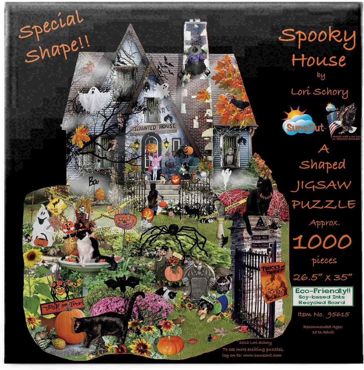 SUNSOUT INC - Spooky House - 1000 pc Special Shape Jigsaw Puzzle by Artist: Lori Schory - Finished Size 26.5" x 35" Halloween - MPN# 95615