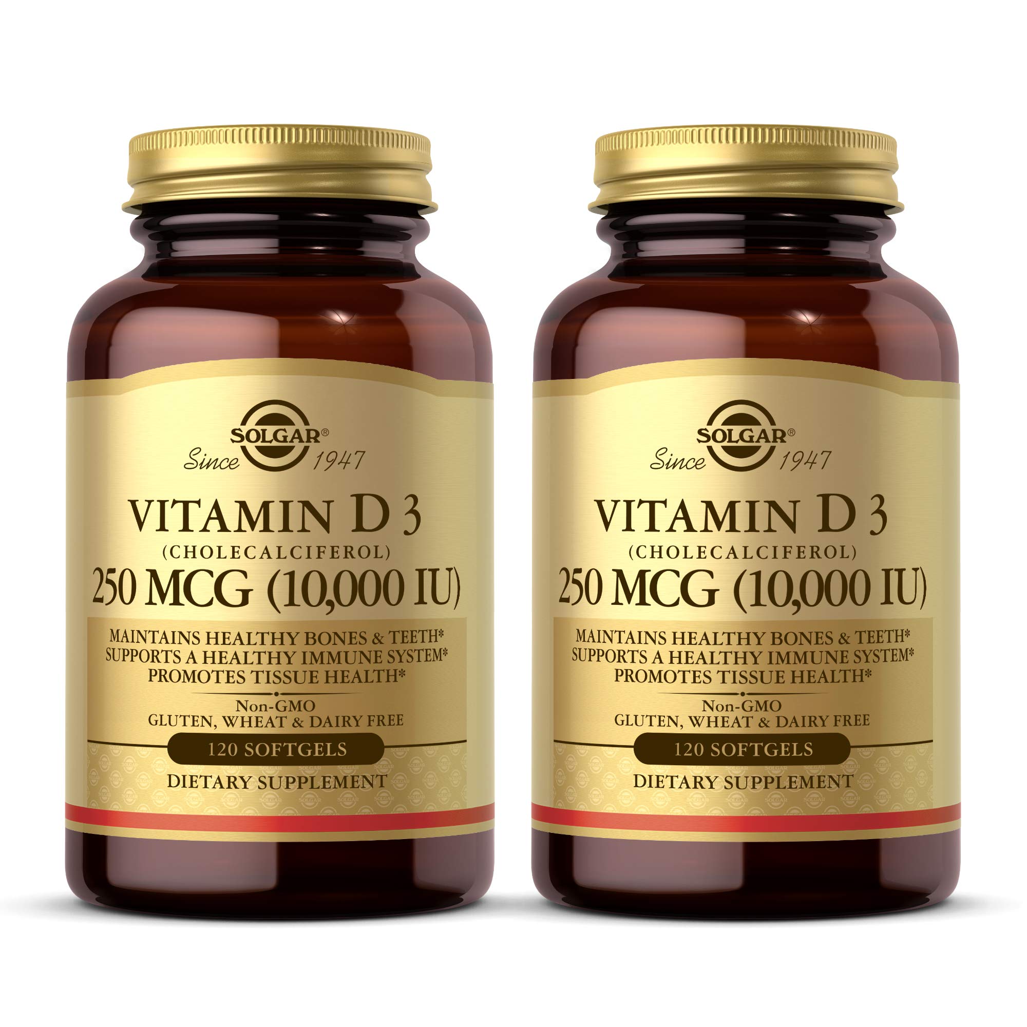 Solgar Vitamin D3 (Cholecalciferol) 250 MCG (10,000 IU) - Helps Maintain Healthy Bones & Teeth - Immune System Support - N...
