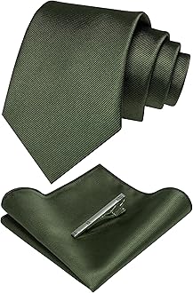 JEMYGINSSolid Color Formal Necktie and Pocket Square Tie Clip Sets for Men