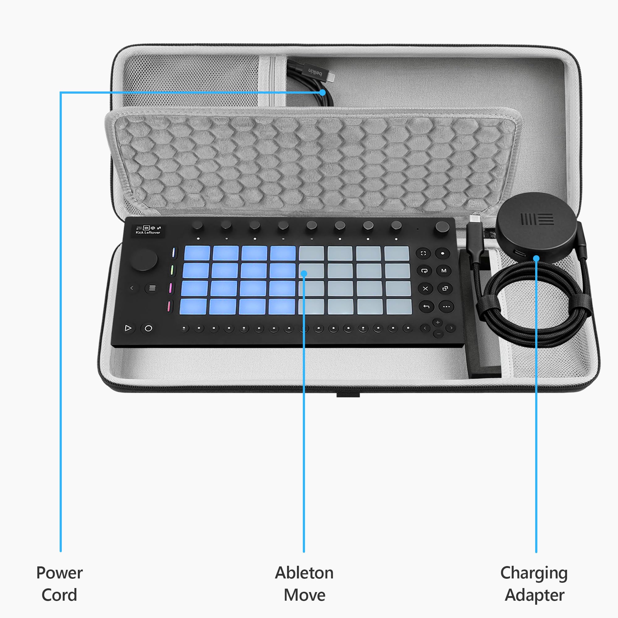 GEEKRIA Hartschalen-Reisekoffer kompatibel mit Ableton Move, Tragetasche für Audio-Sampler (Dunkelgrau)