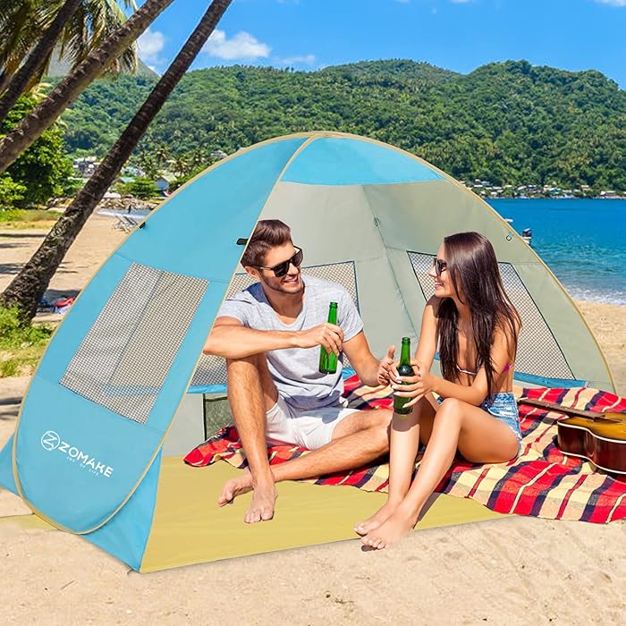 Buy ZOMAKE Beach Pop Up Tent Sun Shelter with UPF 50+ Strong Sun UV
