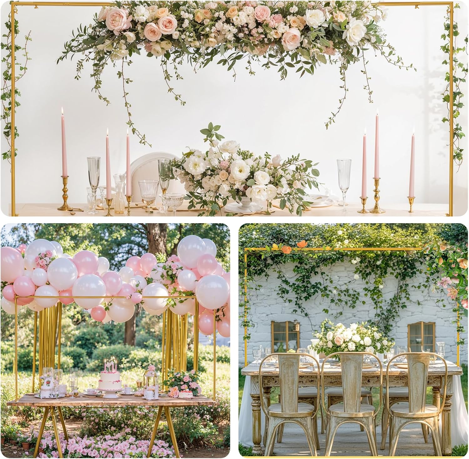 Liacere Table Rod Stand with Clamps - Gold Adjustable Table Top Arch Frame Backdrop Stand, Balloon Arch Stand for Wedding, Birthday, Party, Christmas, Easter