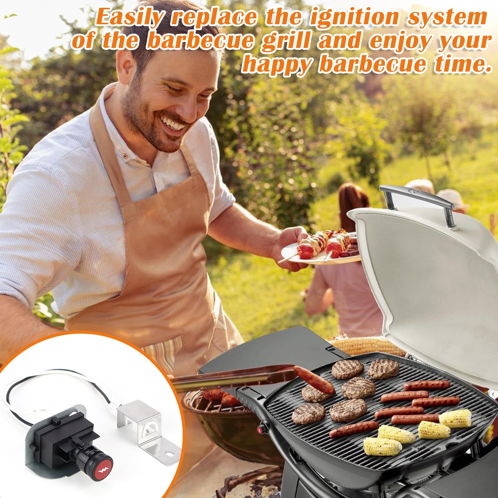 ELNLE Elektronischer Zünder-Kit Ersatz Für Weber Grill Q1200 Q220 80475 Gasgrill Ersatz Zündsatz, mit Vorderen Brennerknöpfen