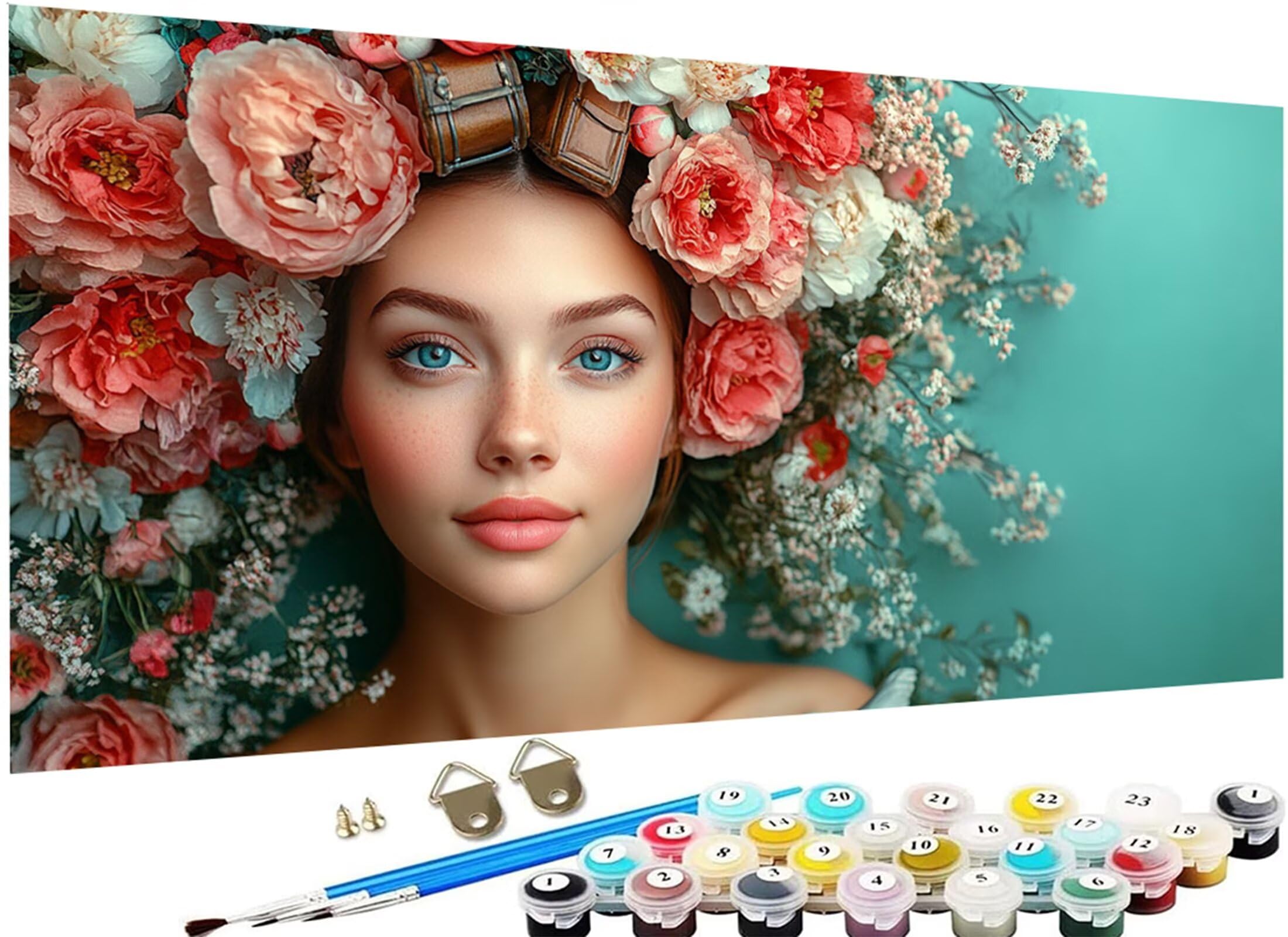 kobieta Malowanie według numerów dla dorosłych, DIY Malowanie według numerów dla dorosłych, kwiat farba według liczb dla dorosłych obraz olejny na płótnie z pędzlami Pigment akrylowy do dekoracji domu