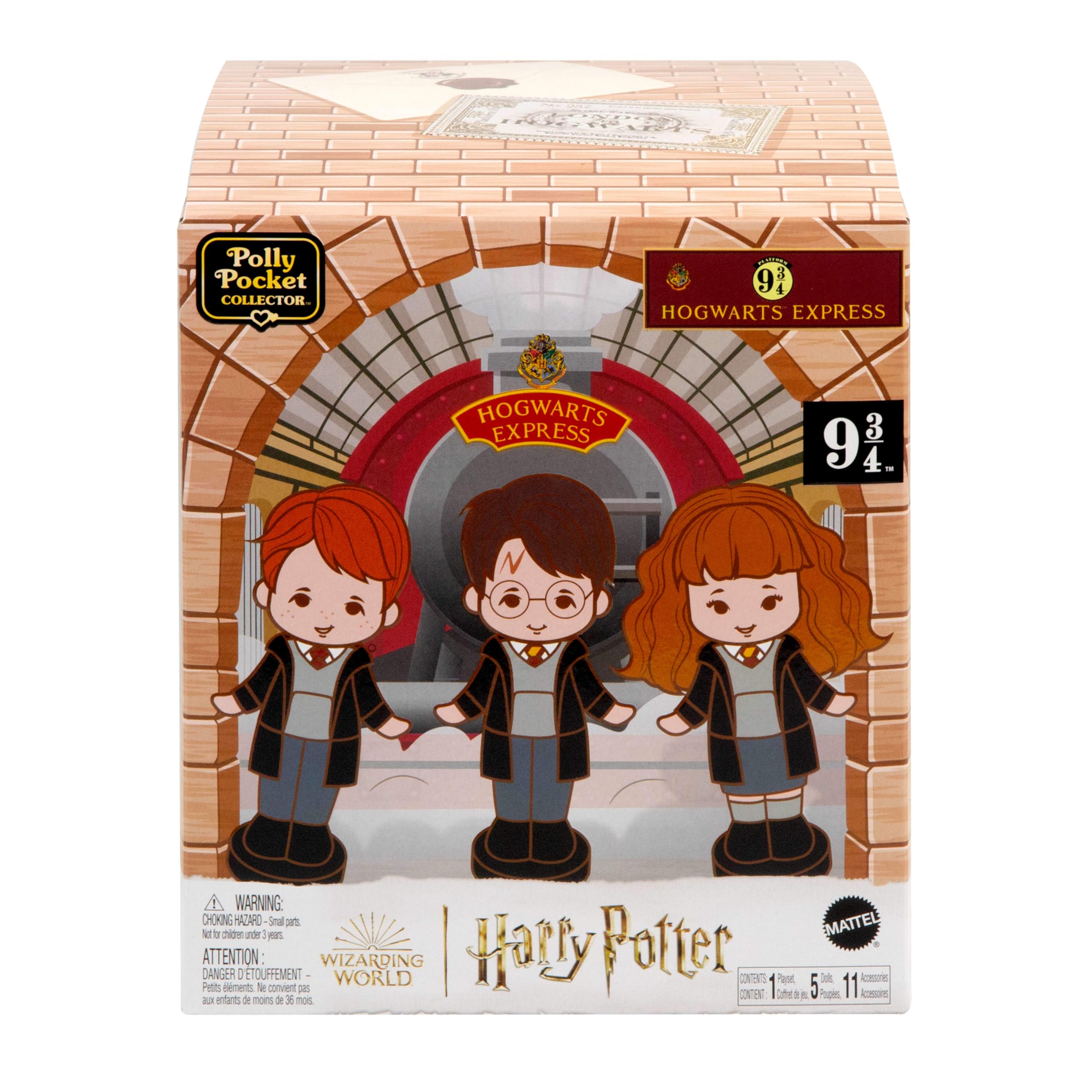 Polly Pocket Sammler-Spielset, Harry Potter-Schatulle mit 5 Puppen und 11 Zubehörteilen, HRD56