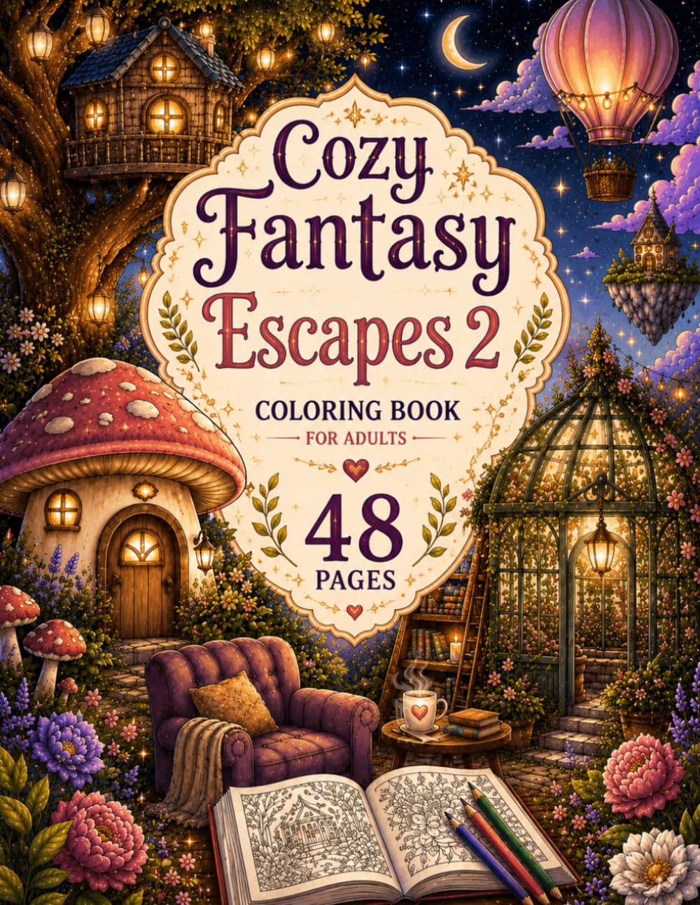 Cozy Fantasy Escapes Coloring Book: Magical Places to Color and Relax: (Vol 2) (Cozy Escapes)