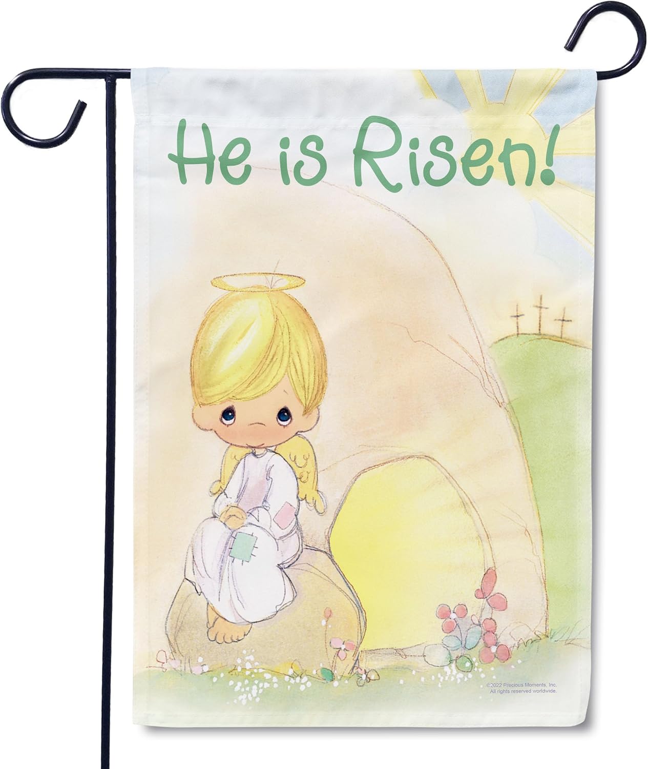 Flagology.com, Precious Moments He is Risen – Garden Flag 12.5" x 18", Outdoor Flag, Exclusive Premium Fabric, Licensed Precious Moments, Easter