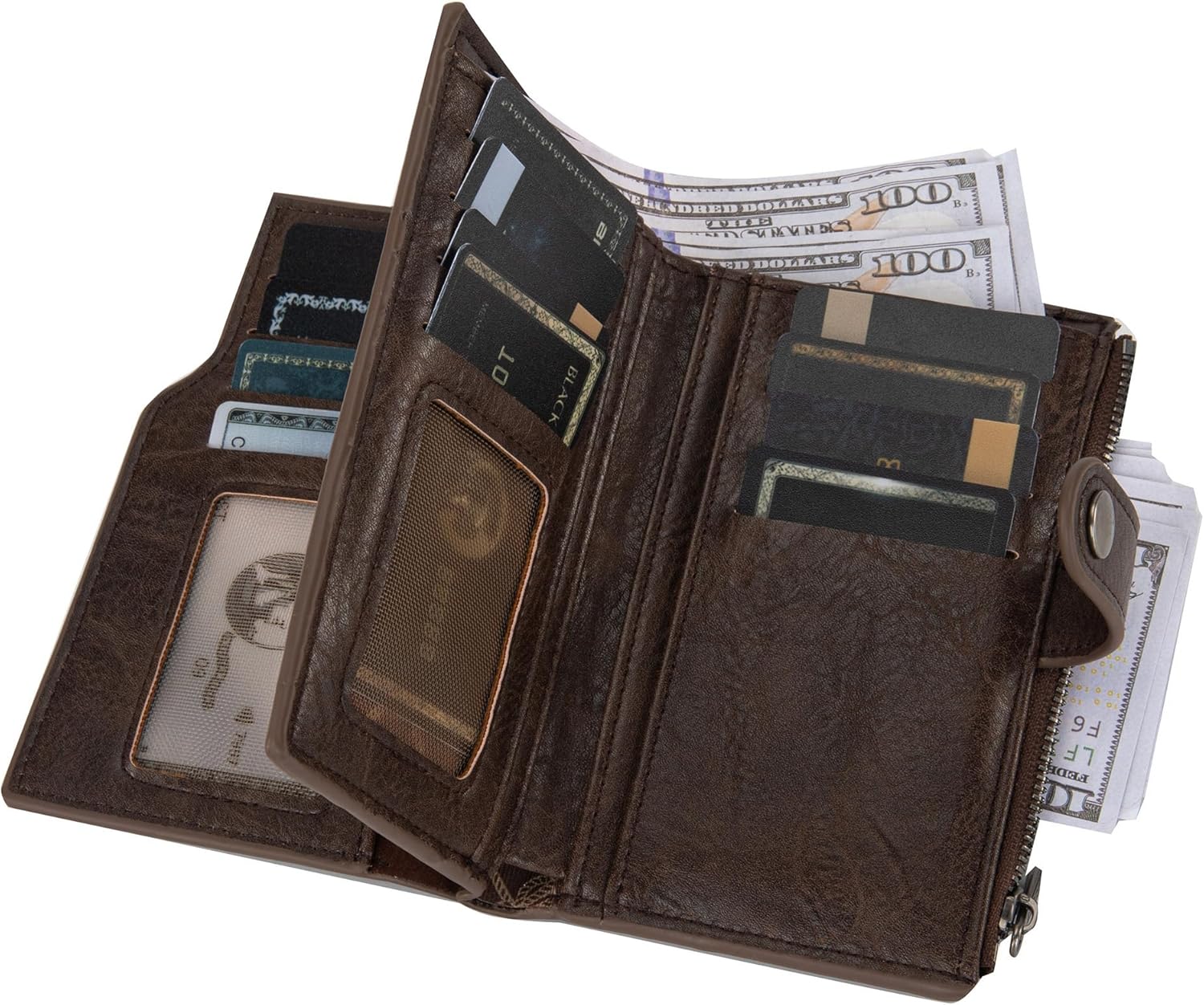 Wrangler Wallet for Women Bifold Card Holder with Zipper and ID Window - Image 3