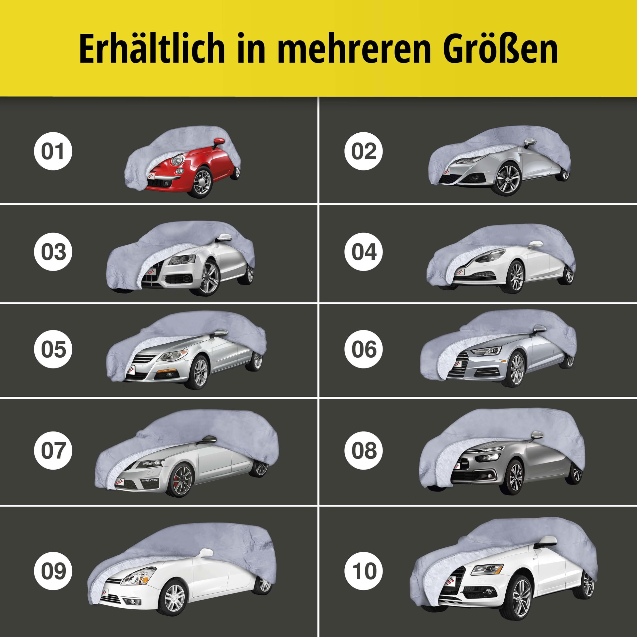 WALSER Premium Autoplane All Weather Premium, Autogarage wetterfest, Vollgarage wasserdicht, UV-Sonnenschutzplane, Autoabdeckung Größe 9 Größe 9: 4,7x1,8x1,7m (LxBxH)