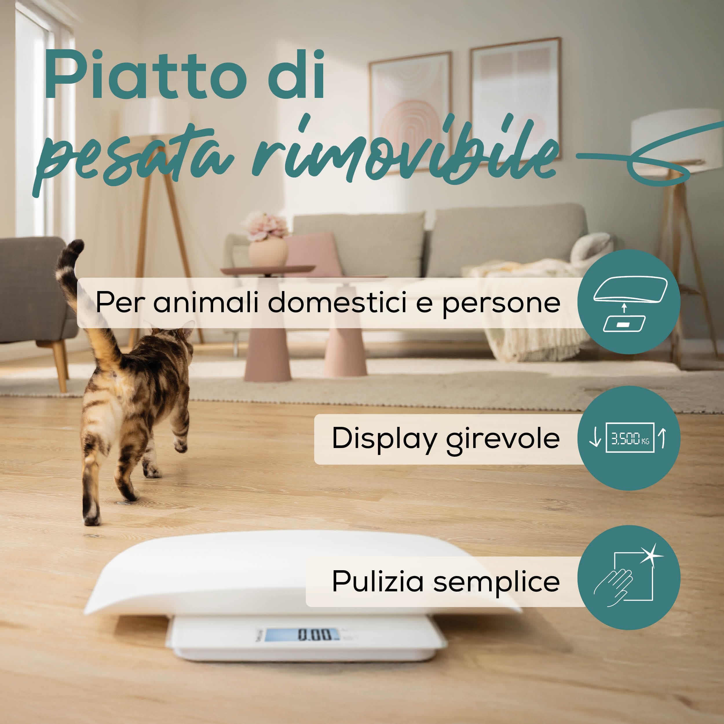 Beurer Love Your Pet Bilancia "Polly" per Animali Domestici e Persone, Piatto di Pesata Rimovibile, Bilancia per cuccioli e piccoli animali a partire da 100 g, con funzione Fermo-pesata, max 180kg