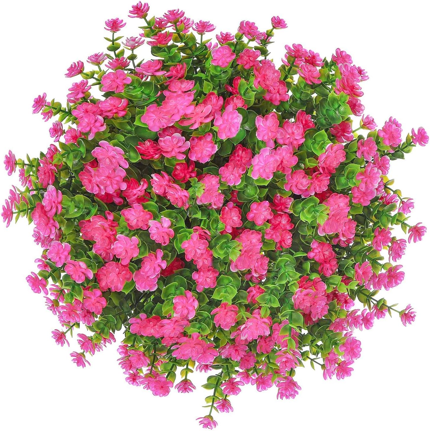 36Bundles Artificial Flowers Fake Outdoor Plants Decoration,spring summer Plants UV Resistant Faux Outdoor Plastic Greenery Shrubs Artificial Flowers Hanging Patio Planter Home Garden Decor (Rose Red)