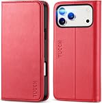 TUCCH Porte-case pour iPhone 17 6,3 pouces, PU Folio en cuir [Kickstand] RFID Blocage 3 Porte-cartes, Couverture de carnet de cartes [Protection TPU Affaire intérieure] 2025, Rose RFID Blocage, Affichage du stand, Shockproof TPU Coque, PU Cuir, Folio Cove de protection