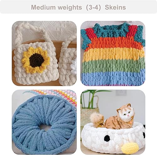 Miniatura 5 de Hilo grueso de felpilla para tejer en el brazo, para hacer tú mismo, para manta de punto, cojín, cama, sofá, decoración del hogar (caqui oscuro,