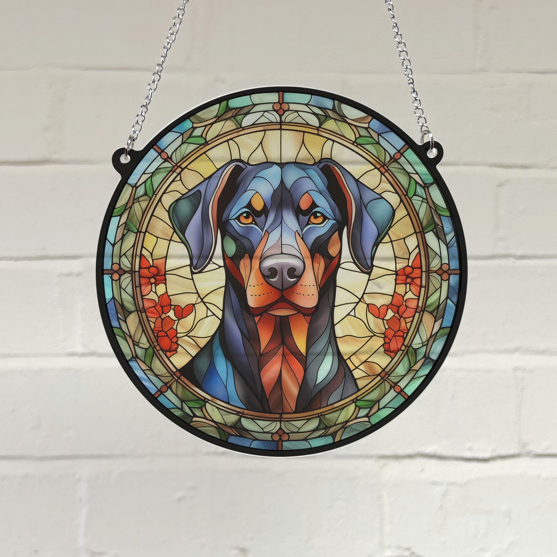 Doberman Stained Glass Effect Suncatcher Gift for Dog Lovers - 19cm, Multi-colored - Image 3