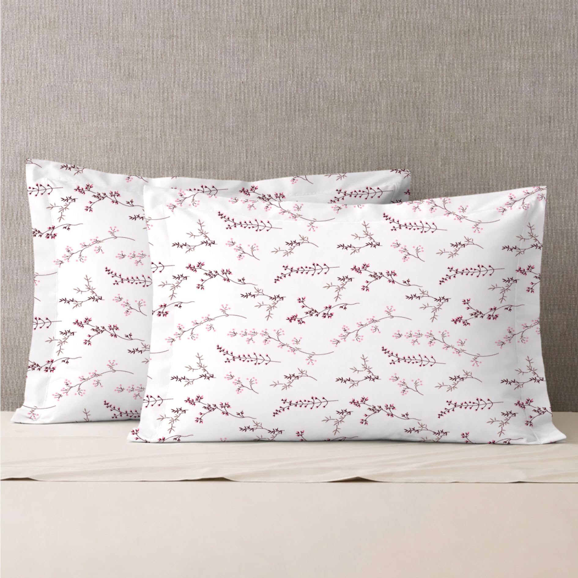 Jaipur Weaves Cotton Pillow Covers Set of 2, 240 TC, 17x27 Inches, Soft Breathable Pillowcases with Envelope Closure, Modern Floral Print, Fade Resistant (Tulips Pink)-picture-21