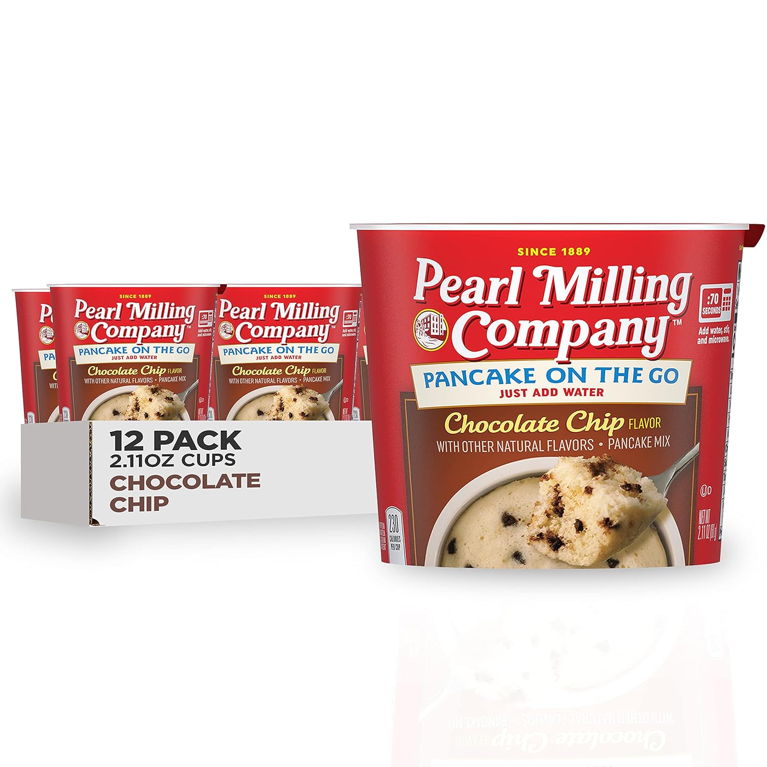 pearl milling company pancake cups, chocolate chip, 2.11oz cups (12 pack) chocolate chip cups