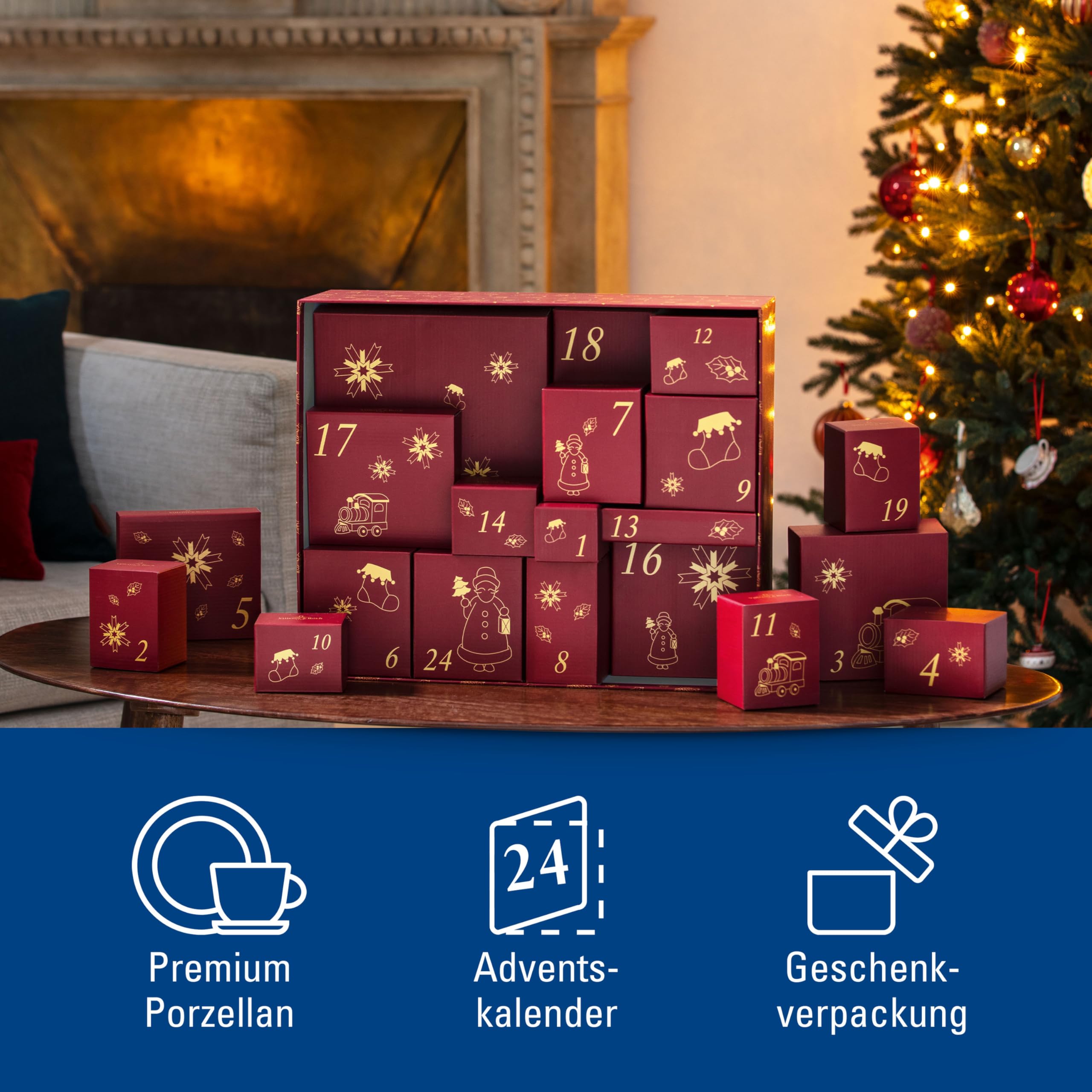 Villeroy & Boch - Christmas Toy's Adventskalender 2025 Bunt, Weihnachten, Geschirr Adventskalender mit 24 Türchen, Weihnachtsdeko, Weihnachtskalender, Premium Porzellan