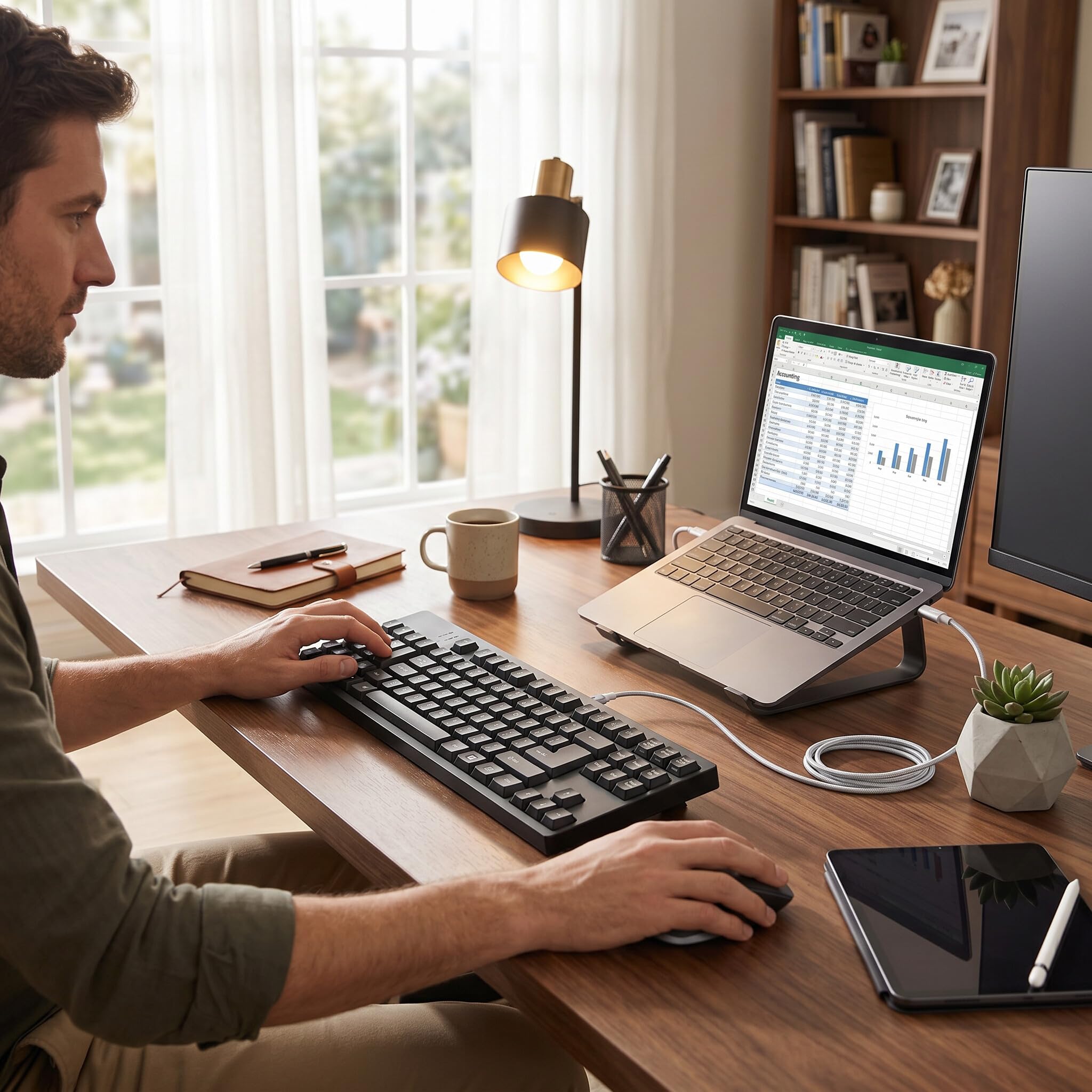 Greensen Tastiera Ergonomica per Mancini con 109 Tasti, Tastiera da Ufficio con Design Comfortevole e Connessione Micro USB – Ideale per Contabilità, Grafica e Lavoro in Ufficio