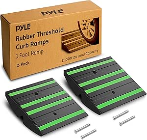 Pyle 1 Ft. Rubber Threshold Curb Ramp - Heavy Duty Non-Slip Rubber ...