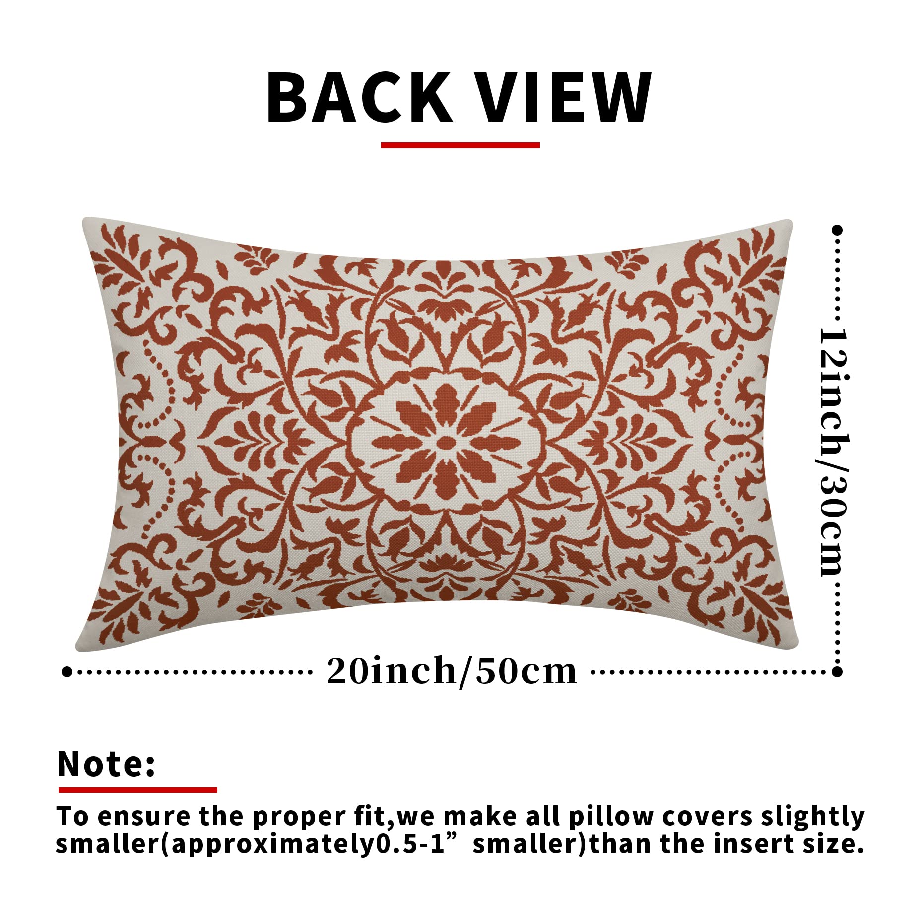 ECZOIL Set di 2 federe per cuscino 50x50 cm Boho Etnico Vintage Federe Cuscini Decorativi Federa 20x20 Pollici per Casa Soggiorno Camera da Letto - Crema