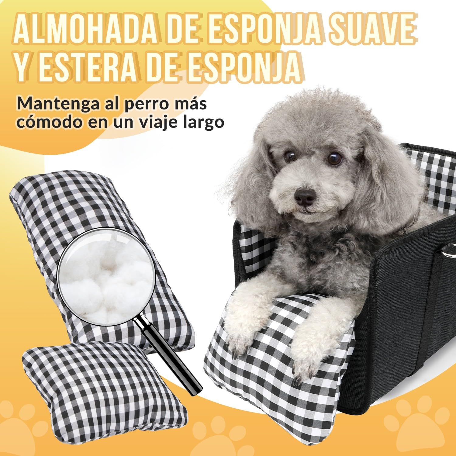 SlowTon Asiento de Coche para Perro de Consola, Asiento Elevado para Mascotas en el Coche con Cinturón de Seguridad y Cojines Suaves, Consola Central Anticolapso con Soporte Desmontable