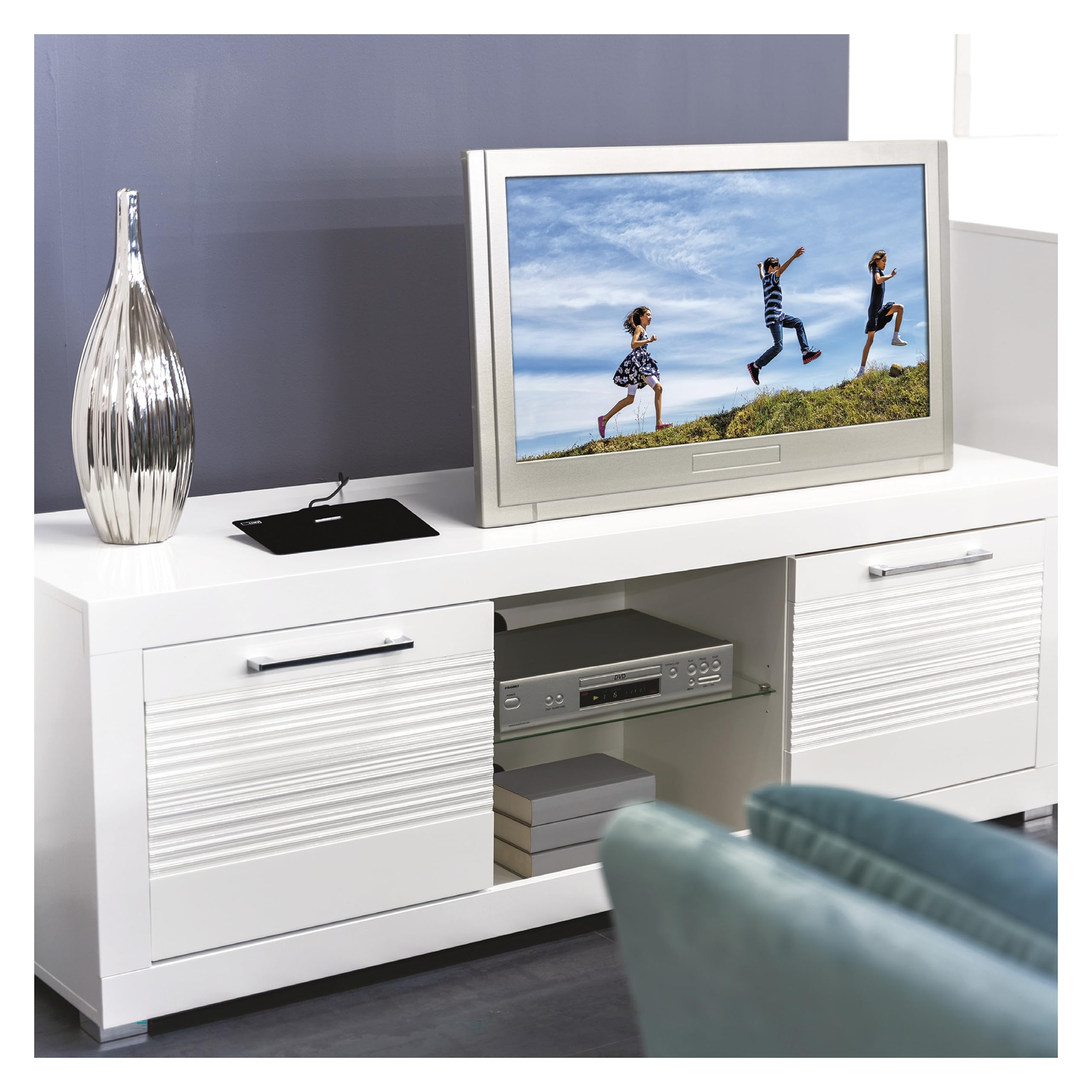EMOS Płaska Antena Wewnętrzna J0709 - Aktywna, Cyfrowa, Telewizyjna Ze Wzmacniaczem, DVB-T/DVB-T2, Radio DAB, Filtr 3G/4G/5G/LTE, Adapter USB W Zestawie
