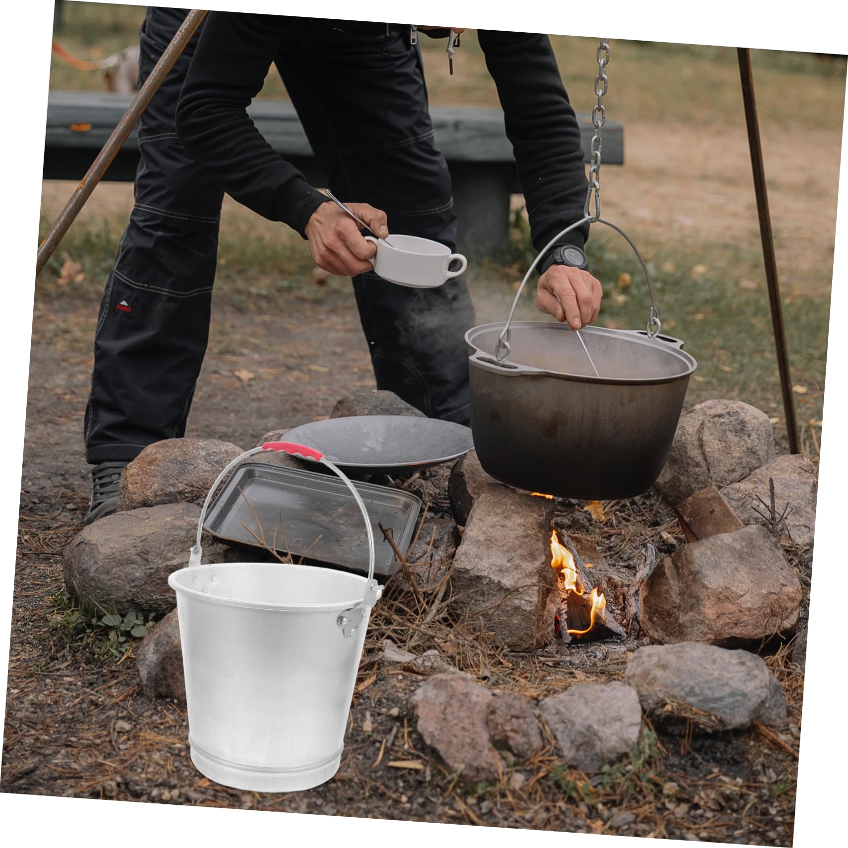 NAMOARLY Thickened Aluminum Water Pail Portable Milk Storage Bucket Strong Load-bearing Comfort Cleaning Sturdy Construction 28cm 9l