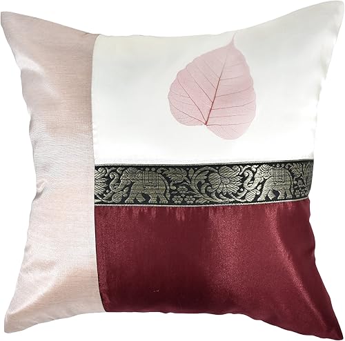 Miniatura 9 de AeraVida Juego de fundas de cojín de seda de hojas reales de elefante verde bosque, fundas de cojín decorativas, fundas de cojín cuadradas, fundas