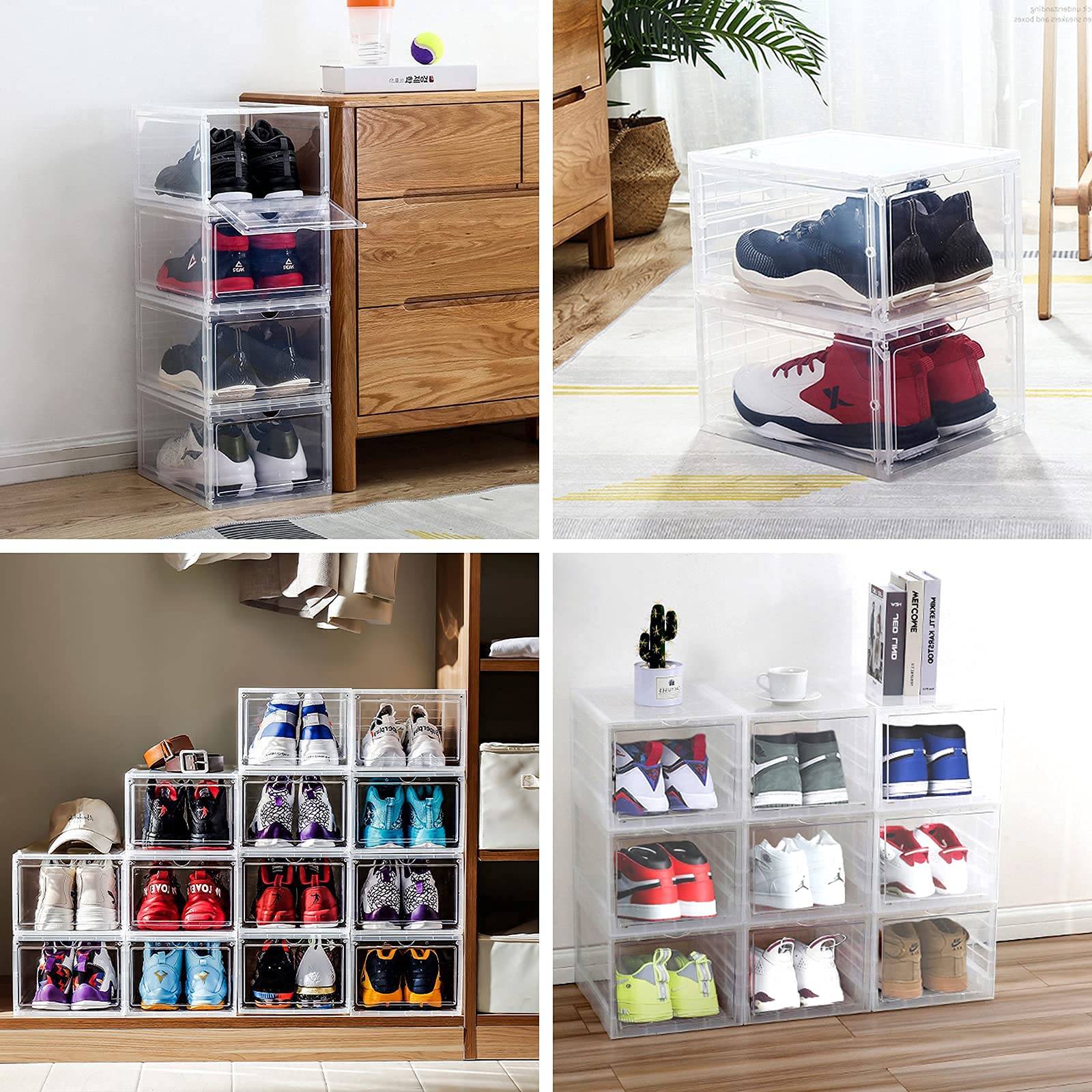 Shoe Storage Boxes , Zimso Clear Plastic Stackable Shoe Organizer Bins