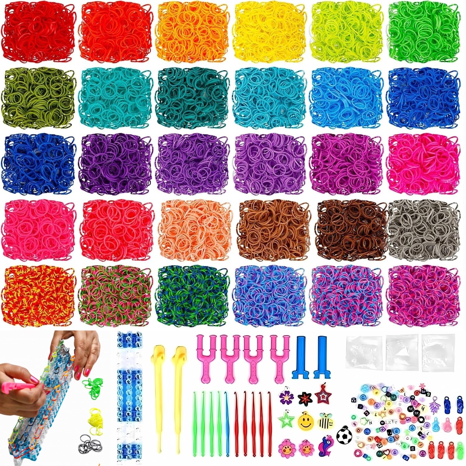Limos Loom Bands Kit with Board and Bracelet Making 6800-Piece Set