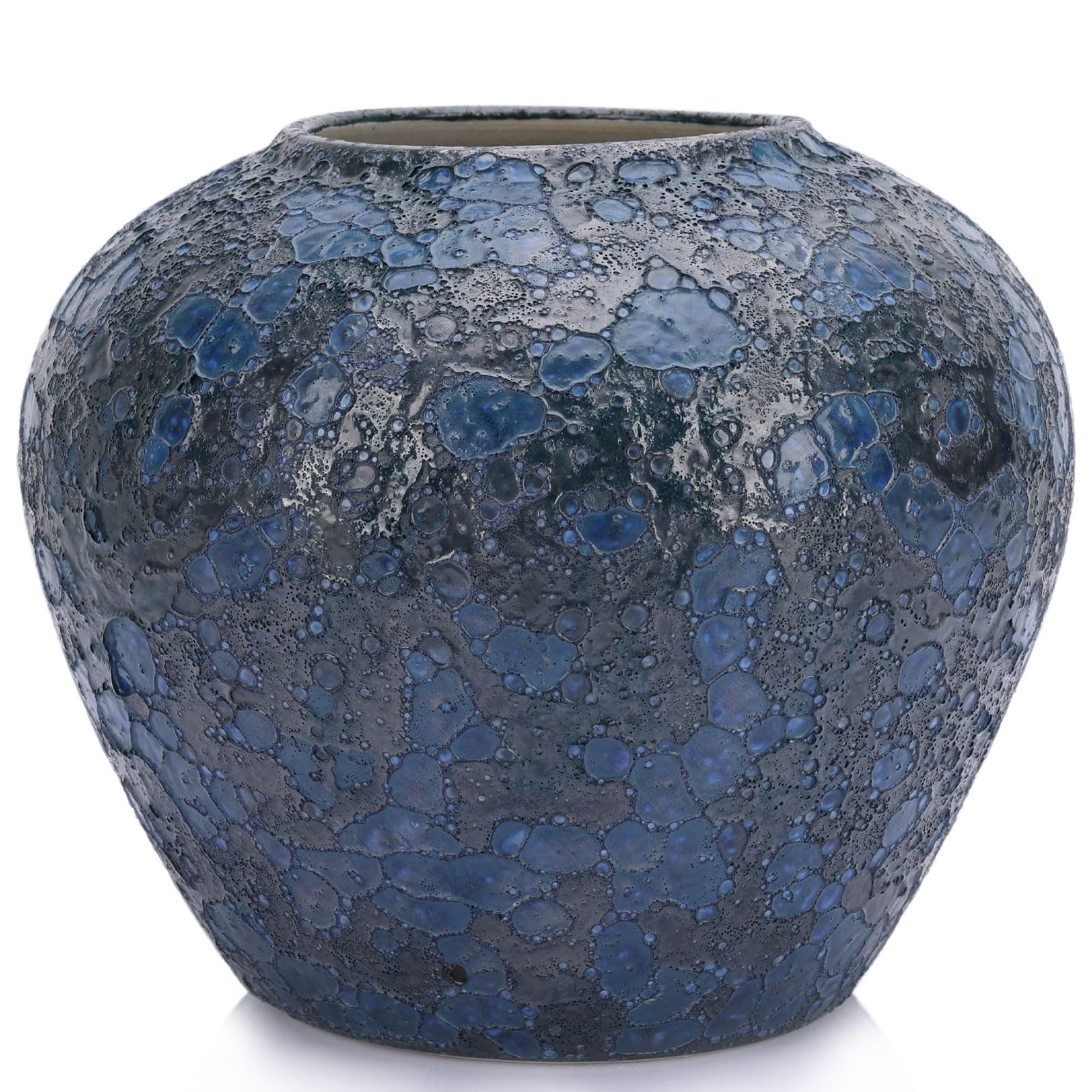 Amazon.co.jp: 素朴なブルーセラミック花瓶、ホームデコレーション用