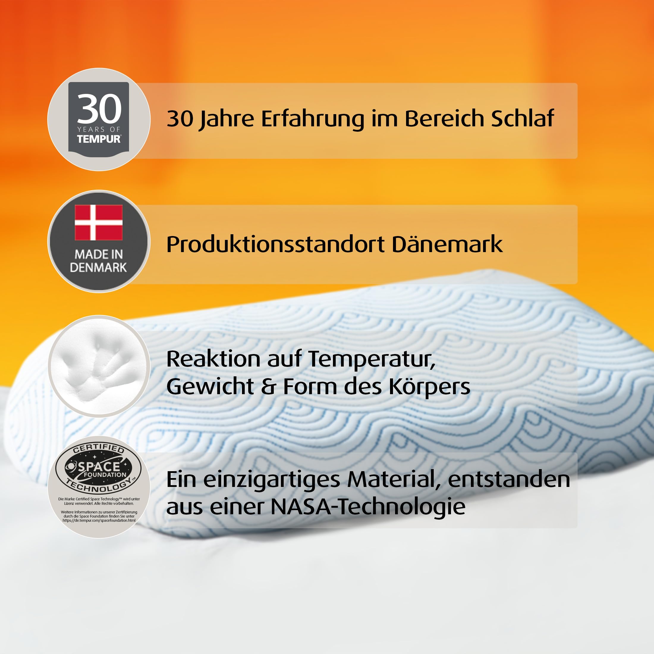TEMPUR Ease Schlafkissen, Liegegefühl fest, 50 x 31 x 10/5 cm