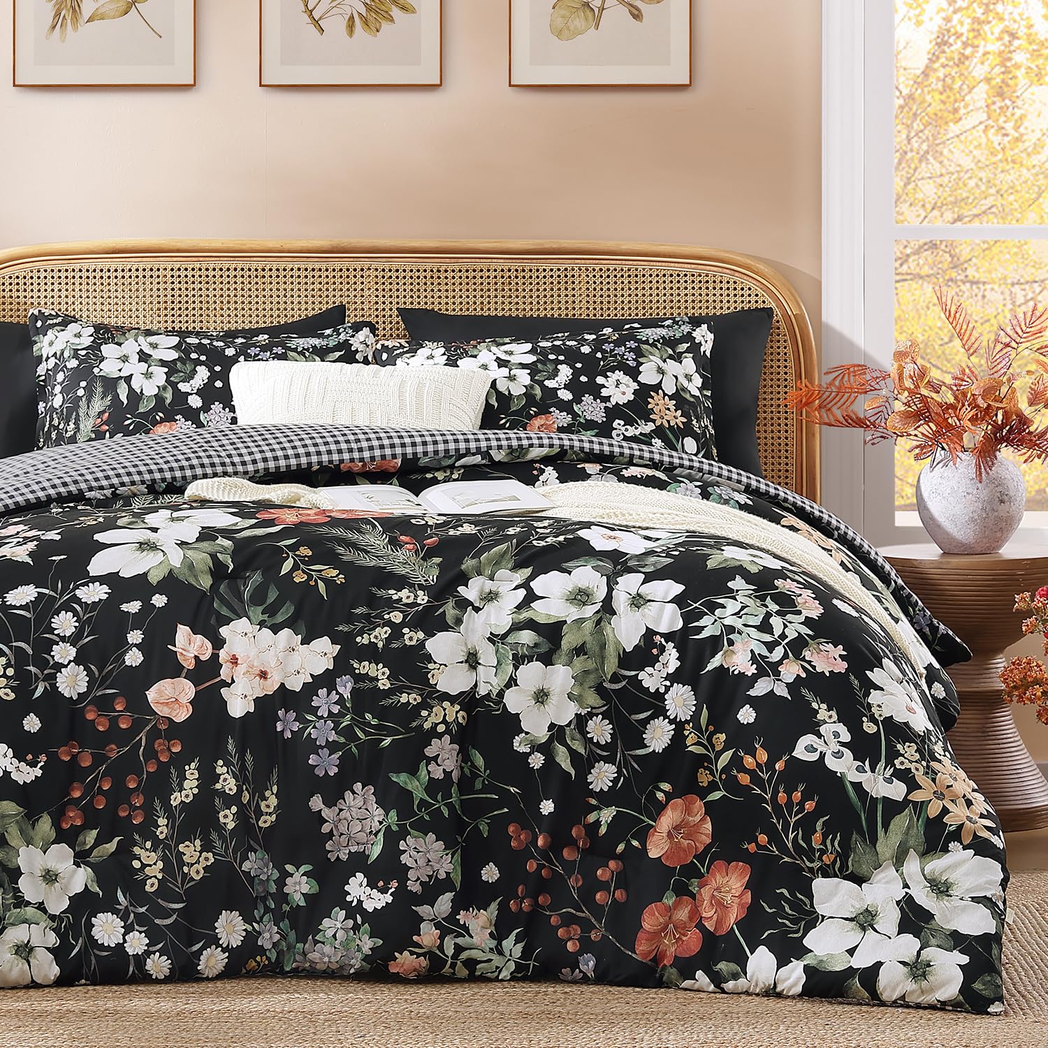 Andency Floral Gingham Comforter Set - Sage -17