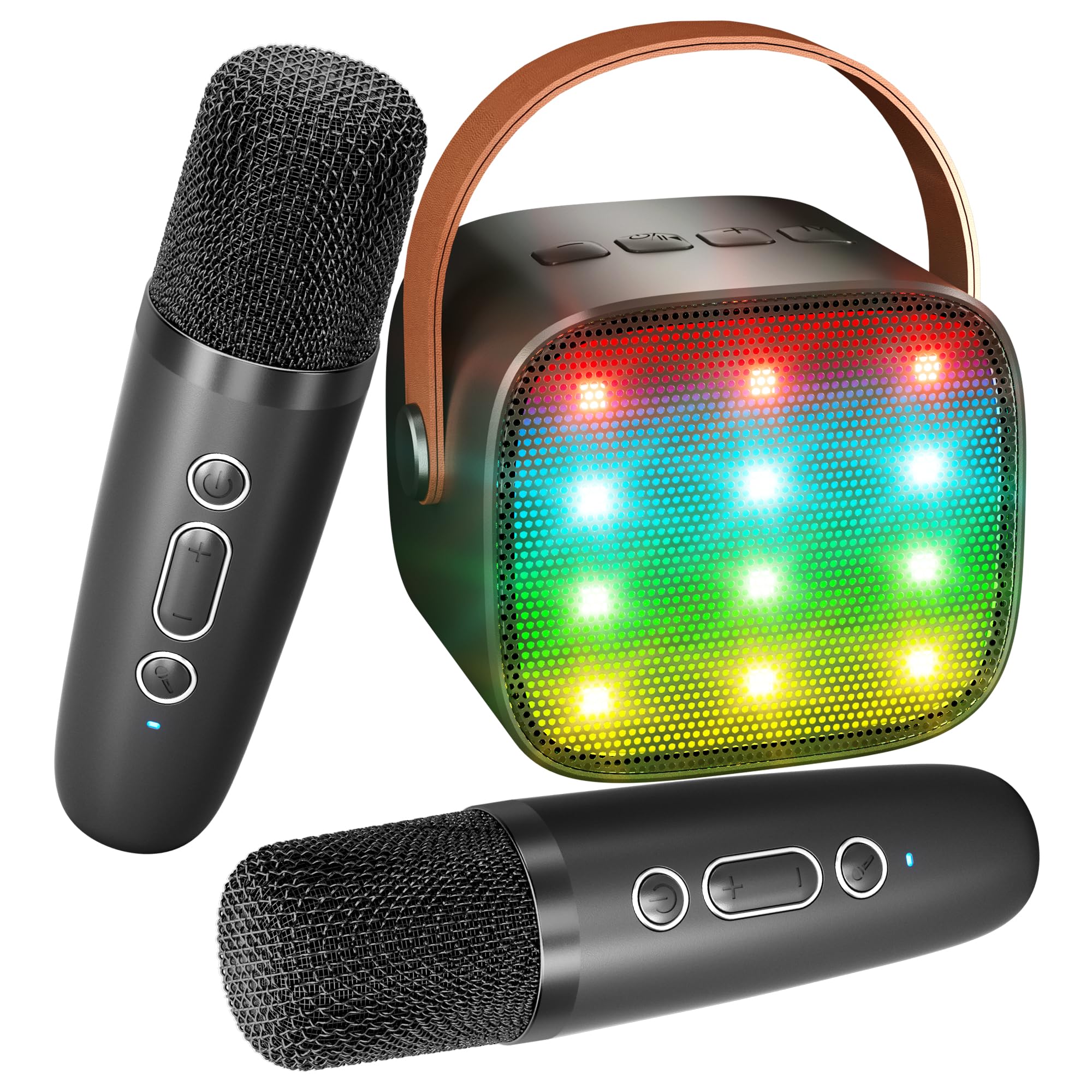 BONAOK Microfono Karaoke Giocattoli 2 Microfono, Caraoke Bluetooth per Bambini Adulti, Lettore Karaoke Portatile Microfono per Ricaricare, Giocattoli Elettronici per Bambini (Nero)…