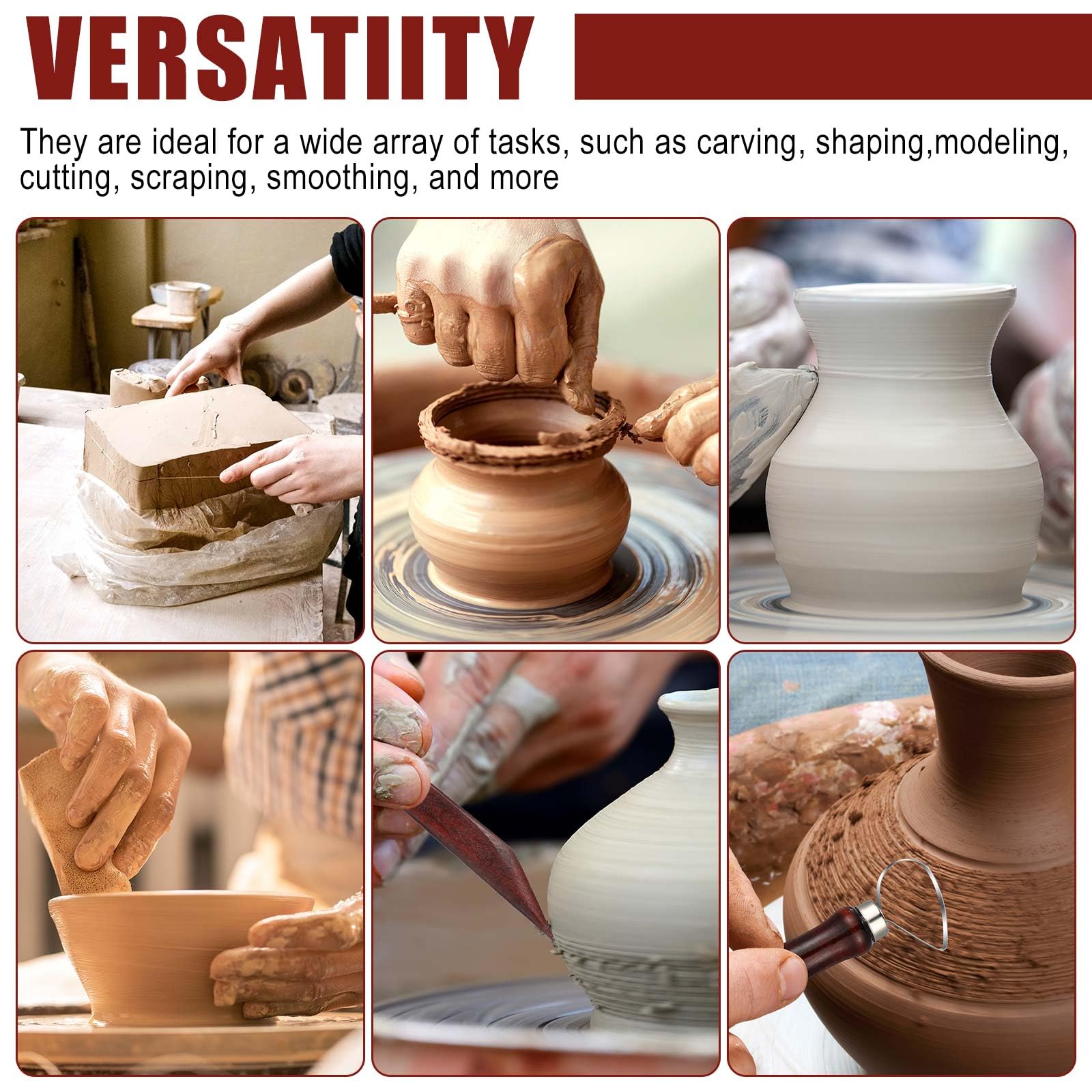 Leriton 40 Pcs Clay Sculpting Tools Ceramic Pottery Tool Kit Air Dry Clay Tools Pottery Carving Tool Kit with Wooden Handles for Modeling, Trimming Adults Beginners Crafting Supplies